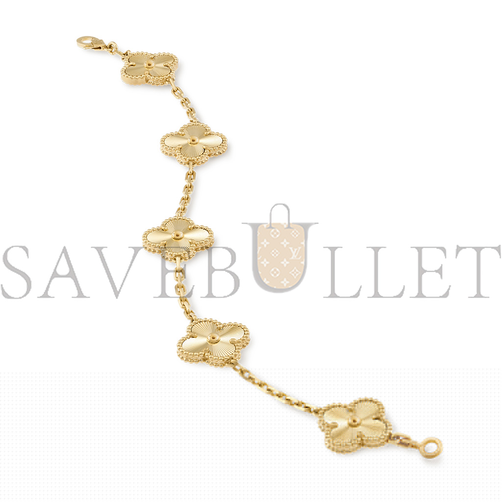 V*N CL*F arpels vintage alhambra bracelet, 5 motifs - yellow gold  vcarp3jk00
